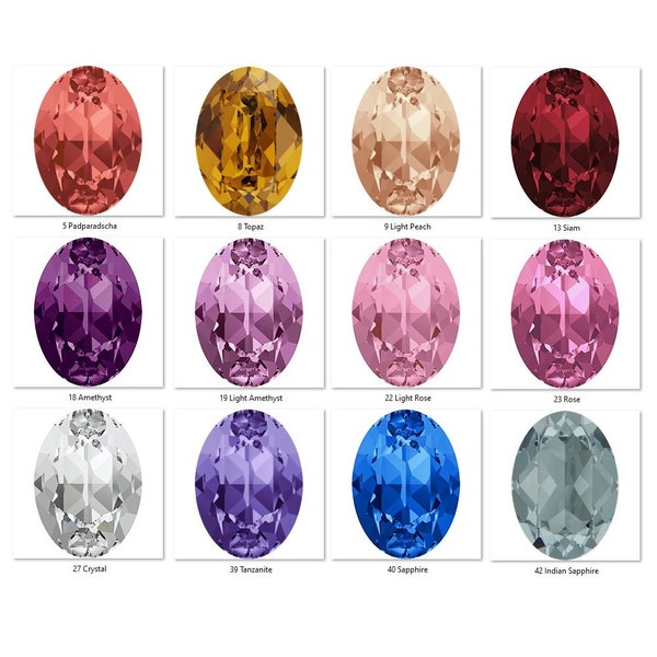 Cristaux Swarovski 4120 18 x 13 mm ovales MAXIMA Fancy Crystals - Véritables - Effets de cristaux et couleurs unies - Cristaux de forme ovale à dos pointu