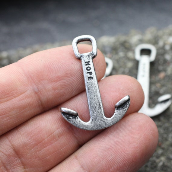 10 Anchor Bracelet Clasps, Dark Silver Anchor Pendant, Clasp for