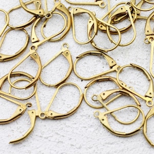 20pcs Raw Brass Lever Back With Tear Drop Earring Finding, earrings making supplies, DIY earrings, BC1 rw