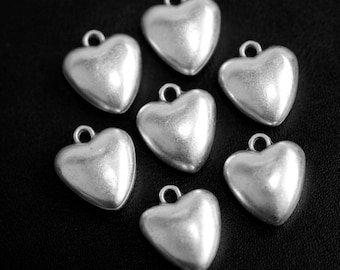 1 Heart Charms Heart Pendants Silver Heart Antique Silver Tone Heart Charms for Necklaces Wholesale Jewelry Supply, ZM183 AS