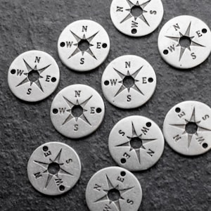 10 Sterling Silber Versilberte Kompass Verbinder Charms, Armband Verbinder, Schmuckzubehör, Großhandelspreis Schmuck & Zubehör- zm750