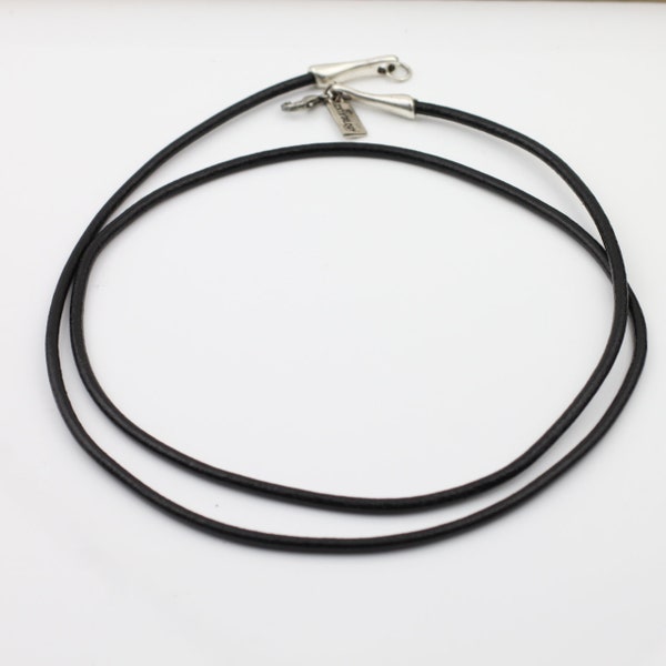 Cord Necklace, Genuine Leather Cord Necklace, 3mm Quality Leather Cord Necklace With Sterling Silver Ends And Lobster Claw Clasp. LK105