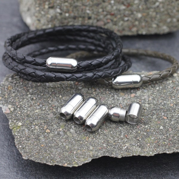 1 Stainless Steel Magnetic Clasp for 4 mm Leather and cord, Bracelet and Necklace Clasp, Bracelet Clasps, leather bracelet making, ZM1159