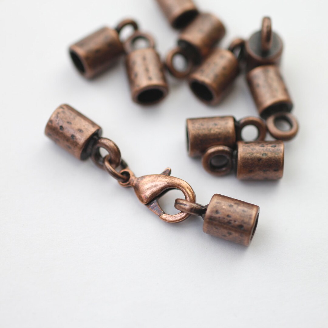 10 Antique Copper End Caps, Leather End Caps, Tassel Caps, Kumihimo