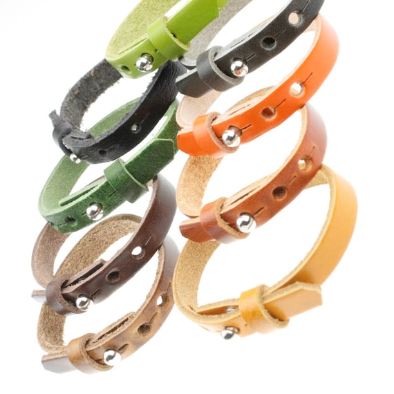 Bracelet Femme En Cuir Marron Doré - Longueur Réglable 23 Cm - Fermoir Pression