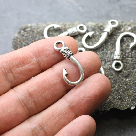 10 Fish Hook Bracelet Clasp, Leather Bracelet Clasps and Closures, DIY Men  Bracelet Women Bracelet, Antique Silver Bracelet Supplies Zm233as 