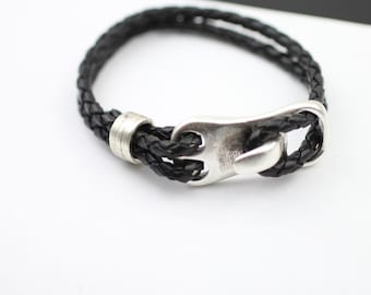 Antique Silver Bracelet Clasp, Hook Clasps for Leather Cords, Jewelry Making Supply