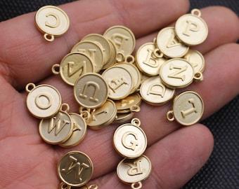 Matte Gold Alphabet Letter Charm, Initial Pendant, DIY Jewelry Supplies, ZM885 MG
