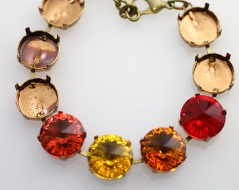 14mm Brass Bracelet Setting: Swarovski Rivoli Cup Chain, DIY Jewelry Making