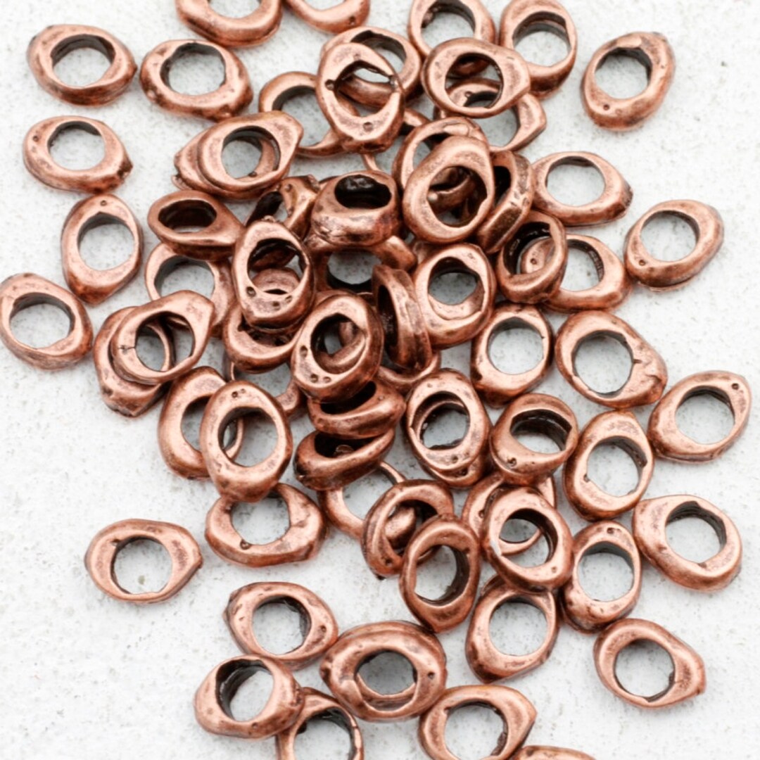50 Copper Asymmetric Beads, Metal Beads, Slider Beads, Antique Copper, Zamak Beads, Jewelry