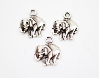 Lot De 5 Breloques éléphant En Métal Argenté - Pour Création De Bijoux, Perles Charms