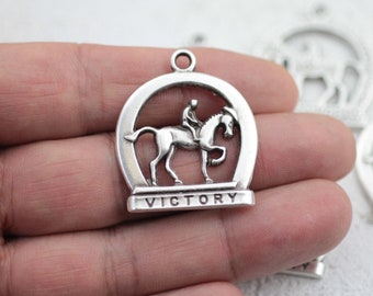 5 horseman and horse Pendants, Silver Horse, Charms for Necklace, for Bracelets, Wholesale, Jewelry Supply, ZM553 AS