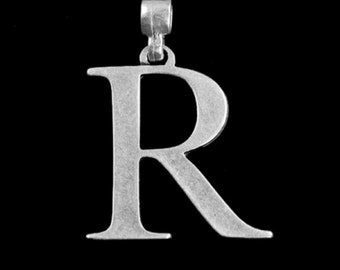 Silver Pendant letter R 4x4 cm, Personalized Gift, DIY pendant, Letter pendant, Letter Necklace, Unisex necklace P14