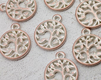 10 breloques arbre de vie en plaqué argent sterling, accessoires de fabrication de bijoux, ZM964 AS