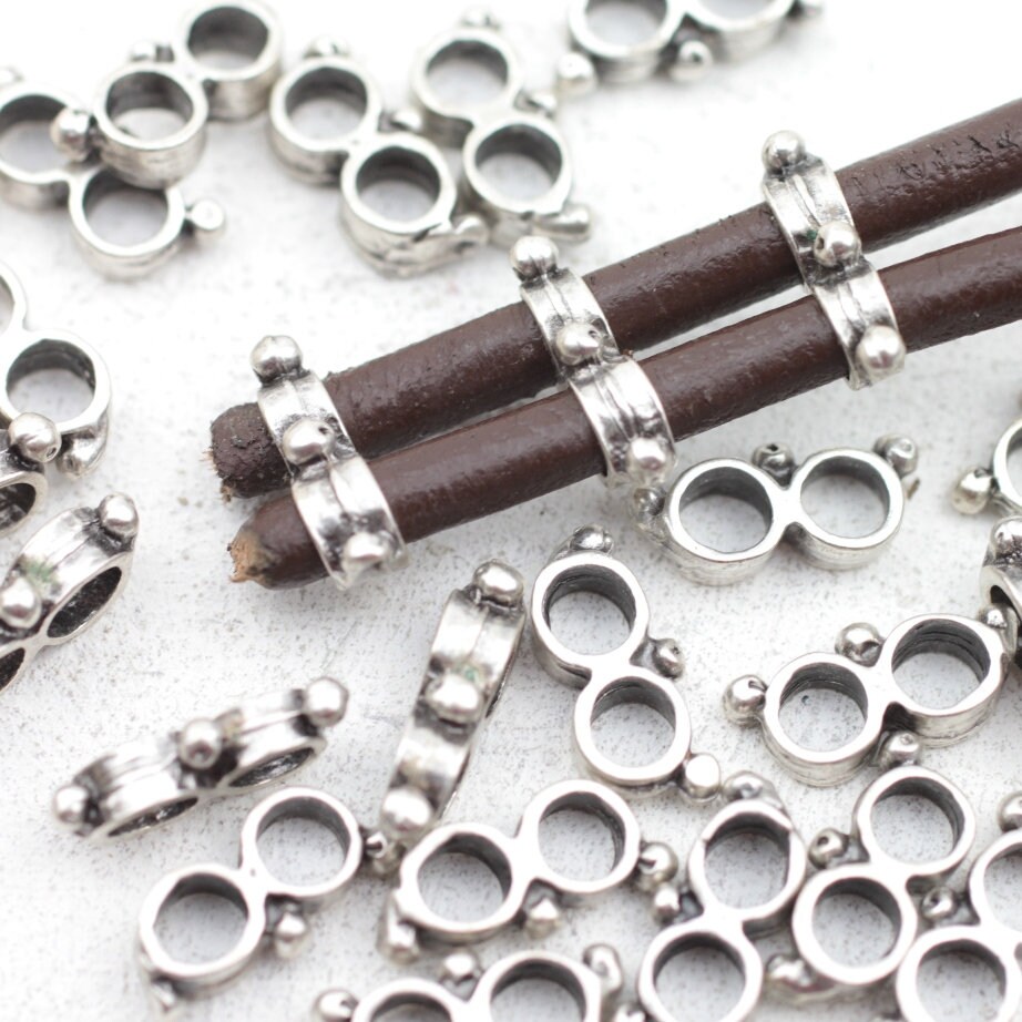 10 Double Hole Clasp, Sliders Beads, Slider Beads, Silver 10 Double Hole Clasp, Sliders Beads, Slider Beads, Silver
