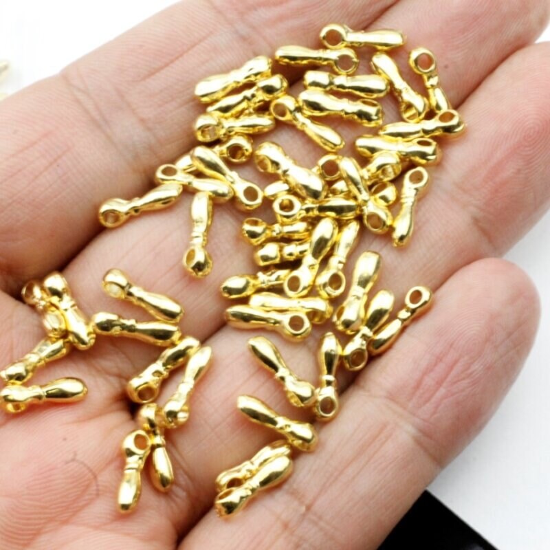 50 Mini Drop Charms Pendant, 24 Kt. Gold Plated, Earrings