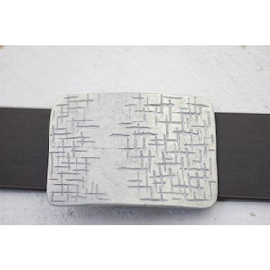 Raw Zamac Metal Belt Buckle – Industrial Scratch Design – Rectangular Unisex Buckle for Snap Belts – Natural Rugged Texture, GS312rw