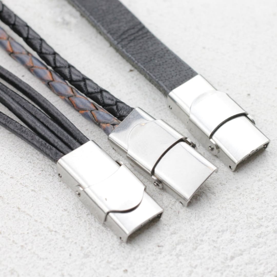 Stainless Steel Leather Cord Clasps Bracelet Clasp for Unisex Etsy