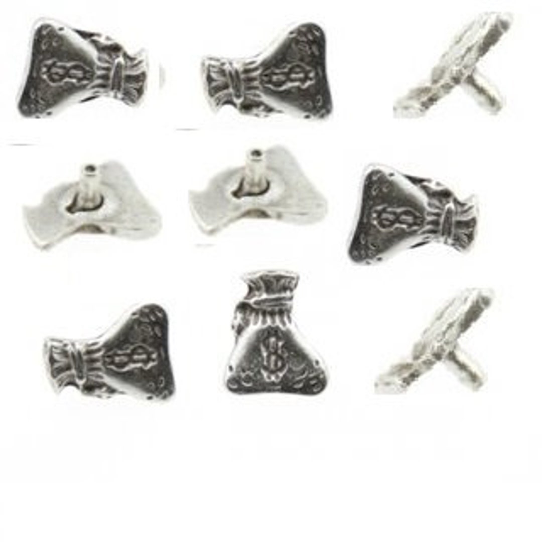 10 Silver Rivets, Bag Charms, Sterling Silver Plated, Zamak Jewelry