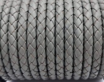 1 m de cuero trenzado, cordón bolo redondo de 6 mm, correa de cuero trenzado gris para hacer pulseras, LB7