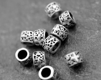 20 Large Hole Beads, Spacer Beads, Antique Silver Beads, Metal Beads, Zamak Beads, Jewelry Making Supplies, ZM402 AS