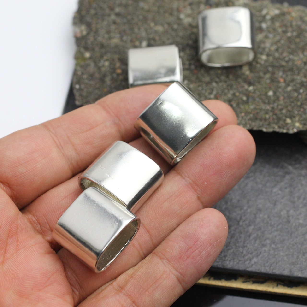 1 Rhodium Keychain Findings End Cap for Engraving, Keychain Accessories ...