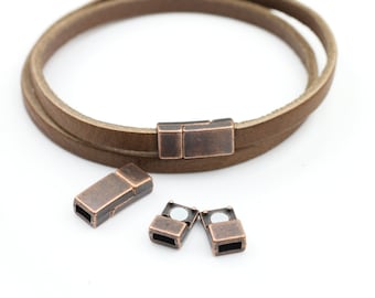 Fermoirs magnétiques en cuivre antique avec trou de 5 x 2 mm, bracelet pour la fabrication de bijoux, fermoir à fermoir magnétique, accessoires de bricolage fabrication de bijoux, ZM644 AC