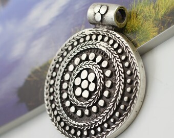 Silver Round Pendant, Circle Pendant, Pendant Necklace