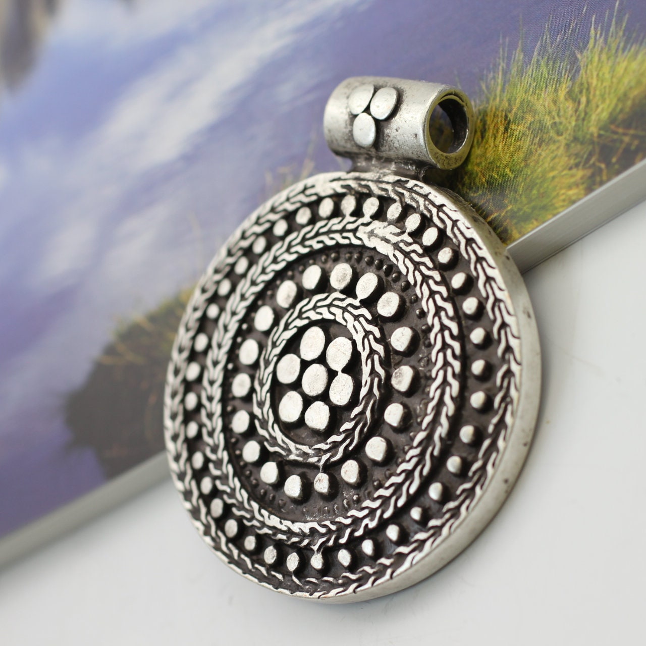 Silver Round Pendant, Circle Pendant, Pendant Necklace Silver Round Pendant, Circle Pendant, Pendant Necklace