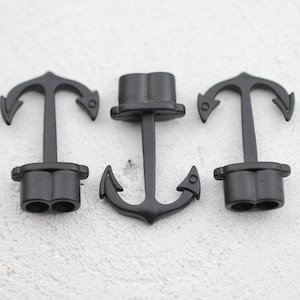 5 Anchor Hook Clasp for 4- 5mm Leather Clasp, Matte Black Jewelry Finding - ZM508 MB