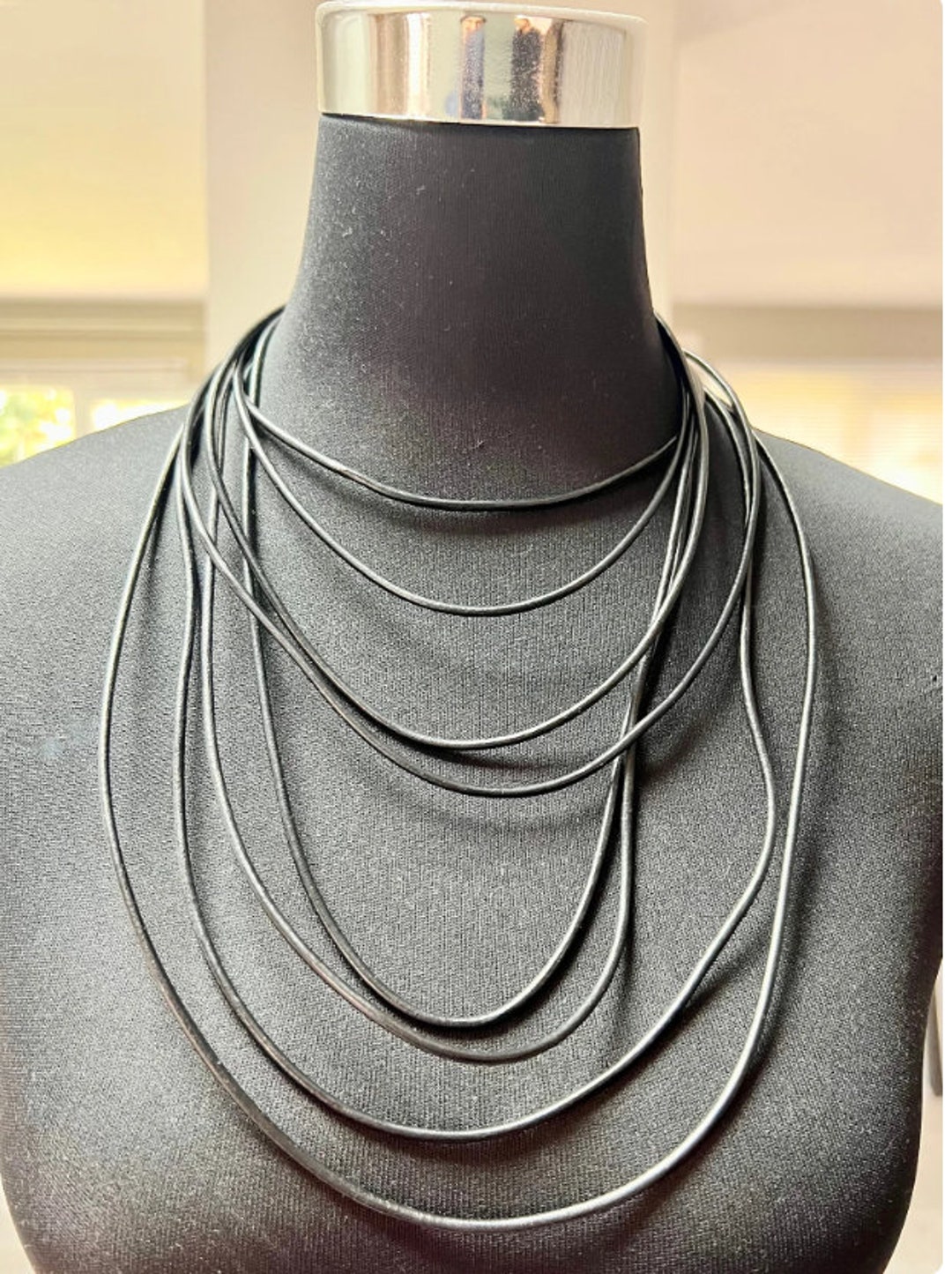 Leather Rope Chain Black Choker in 9 Different Sizes, Black Rope Chain Necklace, Black ...