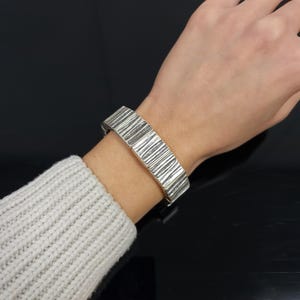 Silver  Boho Bracelet, Chunky Bracelet, Adjustable Bracelet, Square Bracelet, Elastic Bracelet, Handmade Bracelet, Bracelet for Women,B3195