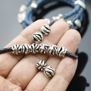 10 Spacer Beads, Silver Beads, Large Hole Beads, Metal Beads, zamak beads, Tibetan Silver, Wholesale Craft beads for Jewelry Making, zm425as