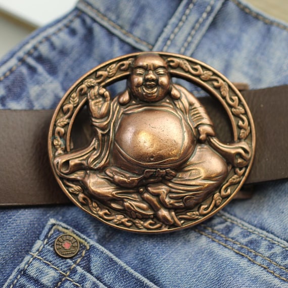 Antique Copper Buddha Belt Buckle, Unisex Jeans Accessory  display picture 3