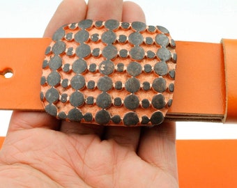 Copper Burling motiv belt buckle, Classic belt buckle, Dot pattern belt, Belt buckle supplies, Metal belt buckle, Leather belt strap GS39 rc