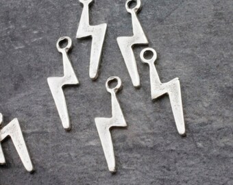 20 Dainty Lightning Bolt Charm, Wholesale Charms, Mini Charms, Jewelry Findings, ZM992 AS
