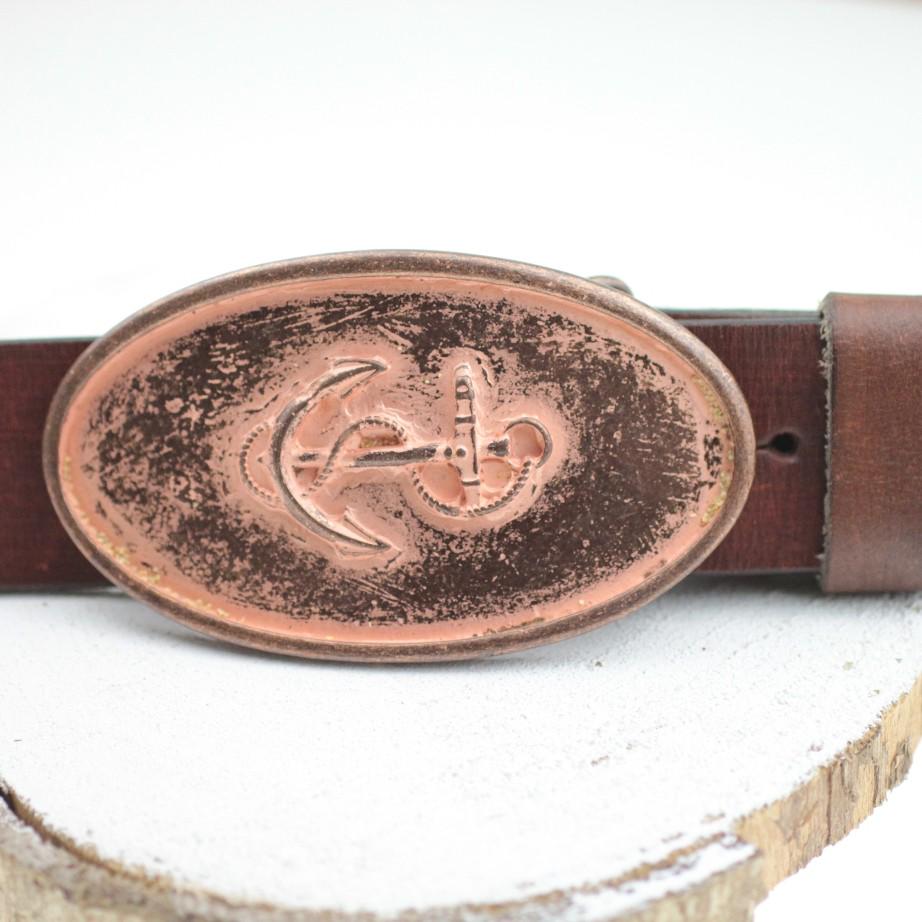 ヴィンテージ銅製アンカーベルトバックル：航海ロープデザイン、GS333