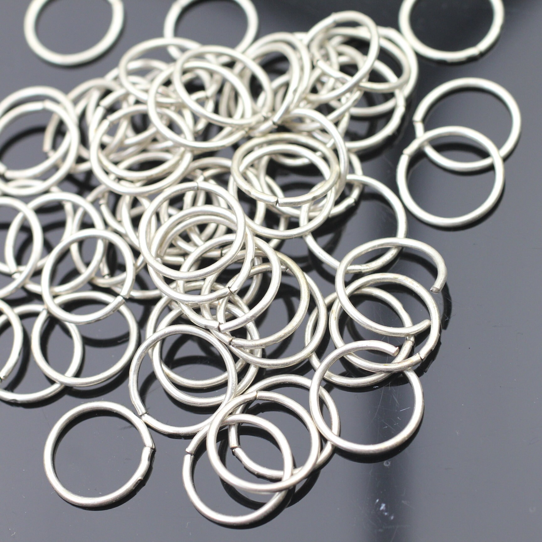 Round Jump Rings 50 Open Jump Rings, Silver Plated, Antique Silver Round Jump Rings ...