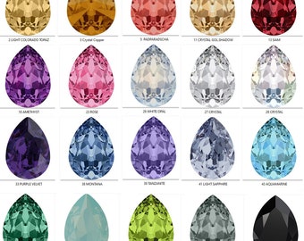 Drop Swarovski Crystal 4320 Pear Fancy Stones Rhinestones -Genuine -Many sizes, Plain Colors, Colors with Effects -For gluing, metal setting