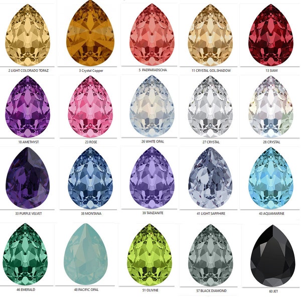 Drop Swarovski Crystal 4320 Pear Fancy Stones Rhinestones -Genuine -Many sizes, Plain Colors, Colors with Effects -For gluing, metal setting