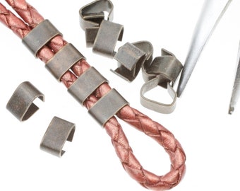 50 attaches à sertir pour cordon métallique en cuivre antique, Fourniture pour fabrication de bijoux, ZM318 AC