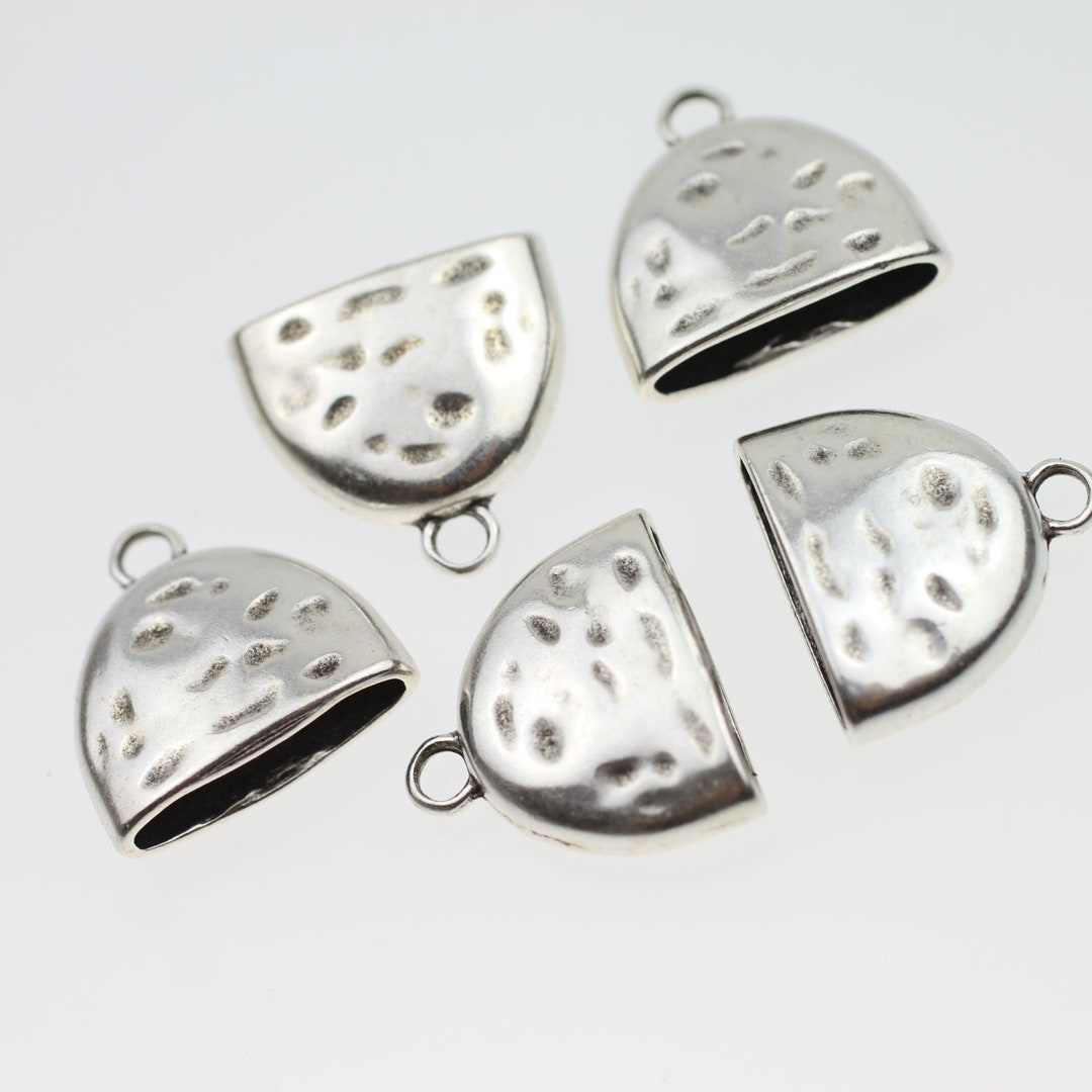 5 Flat Leather, End Caps, Cord End Caps, Bracelet, Necklaces End