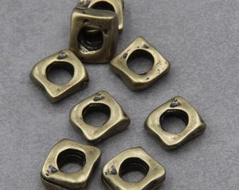 10 Free Form Beads, Karen Hill Tribe Bronze Irregular shape Bead, Antique Bronze, Bead Charms Wholesale - zm783 AB