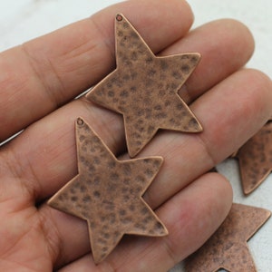 5 Star Charms Pendant, Antique Copper Pendant, Star Charms, Copper Star, Double sided Large star, Earring charms, ZM603 AC