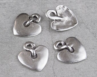 5 dijes de corazón chapados en plata de ley, suministros para bisutería, ZM90 AS