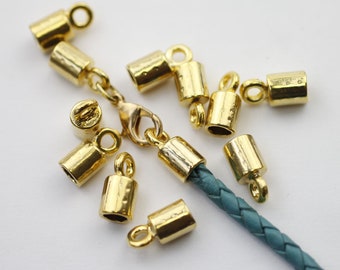 10 Gold End Caps, Leather End Caps, Tassel Caps, Kumihimo Caps, Keychain, Bracelet, Necklace Jewelry Making Supplies, Wholesale, ZM195 GO