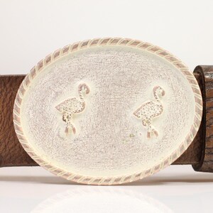 Flamingo Belt Buckle, Rose Pearl Belt Buckle, Oval Belt Buckle, Animal Buckle, Nautical Buckle, Jeans Buckle, Belt Strap, GS233 RP