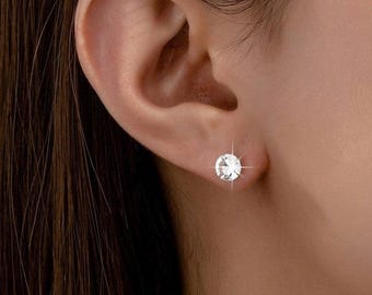 Swarovski kristallörhängen: 6 mm rund födelsesten, silver, F19-1-29-rh-sw