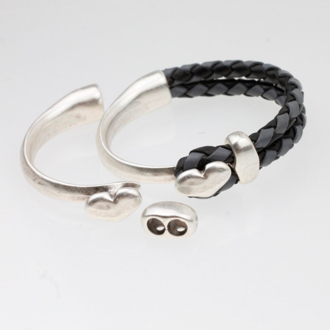 1 Set Half Cuff Bracelet Clasps, Heart Bracelet Clasp