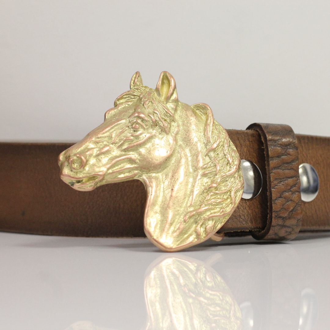 Horse Belt Buckle, Matte Gold Belt Buckle, Animal Belt Buckle, Modern